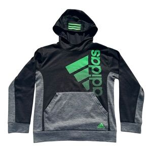 Adidas Kids Colorblock Melange Hoodie Black Gray Green Size Youth Large 14/16